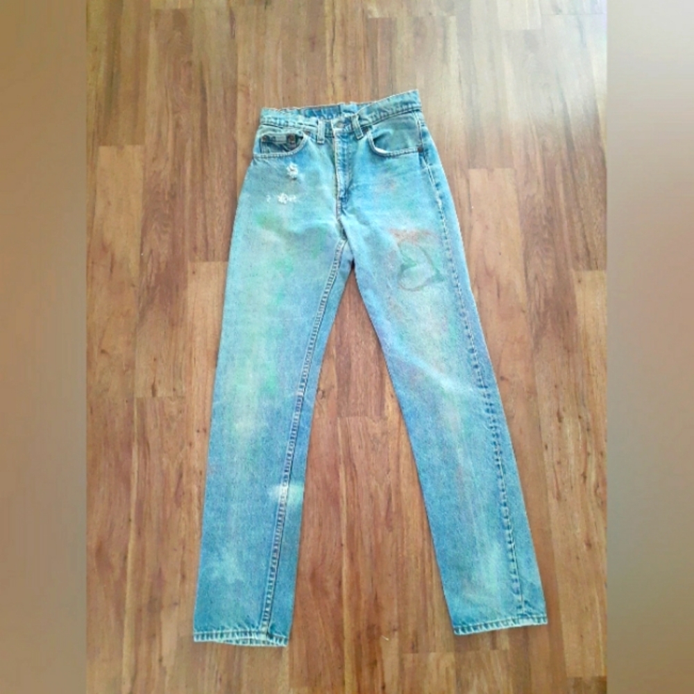 Levi’s Vintage Blank Red Tag Distressed holes,Paint Jeans 80's-90s Sz 26/27